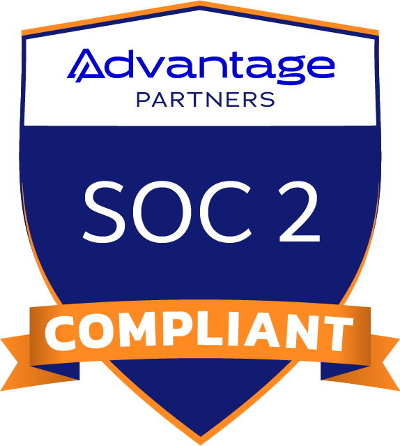 SOC 2 compliant badge issued by Advantage Partners
